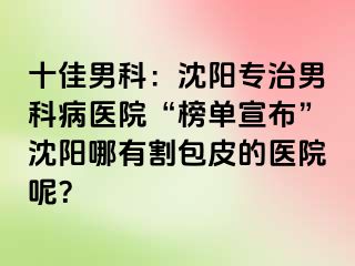 十佳男科：沈阳专治男科病医院“榜单宣布”沈阳哪有割包皮的医院呢？